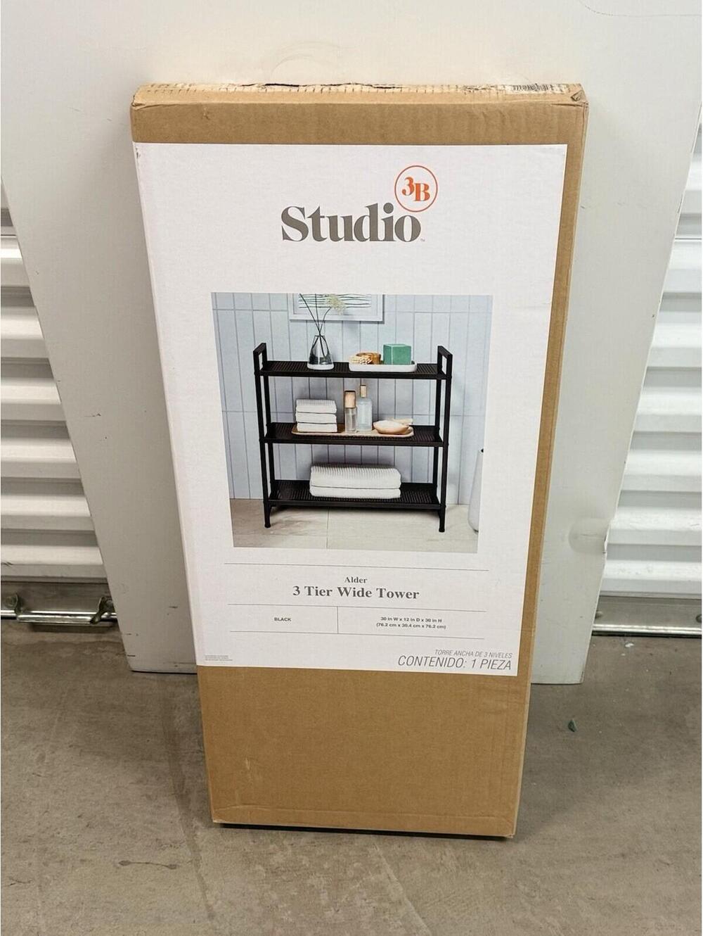 Studio 3B Alder 3-Tier Bath Tower in Black Brand New